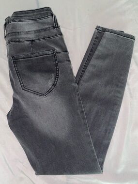 Vylette High Rise Distressed Gray Skinny Jeans Size 3/26W